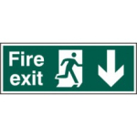 FIRE EXIT MAN ARROW DOWN RPVC 400mm x 150mm
